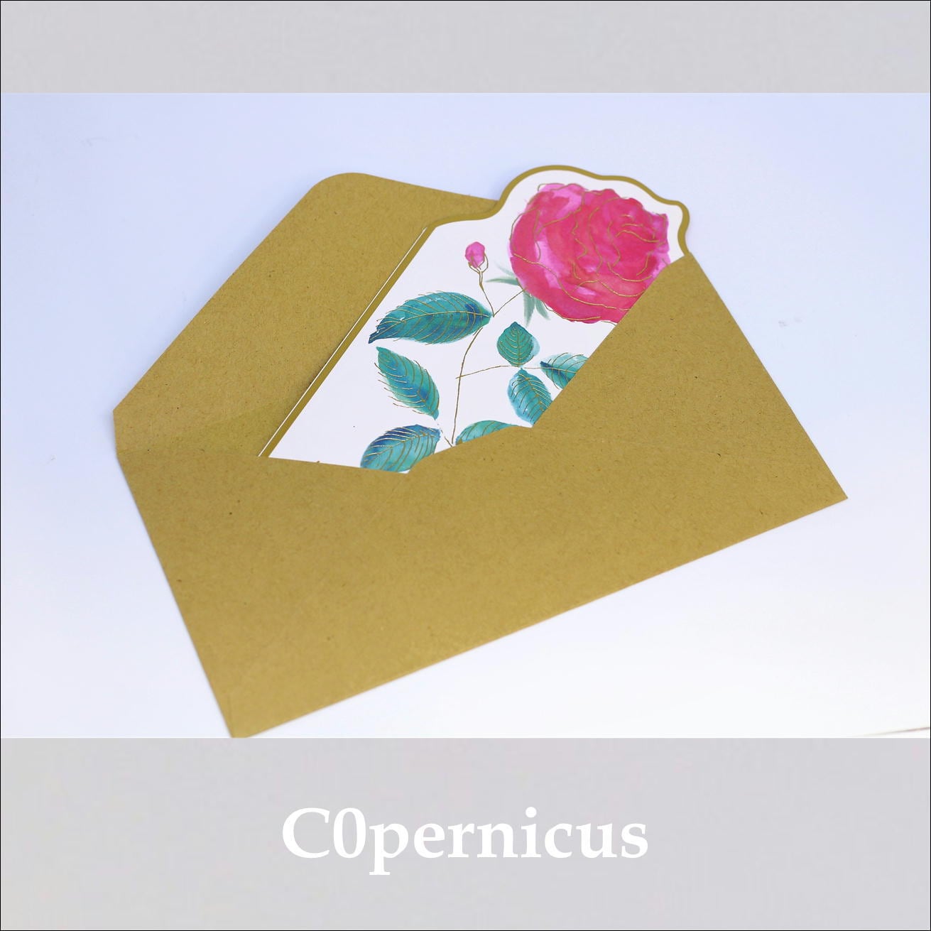 封筒付薔薇のメッセージカード(バラ）グリーティングカード C0pernicus