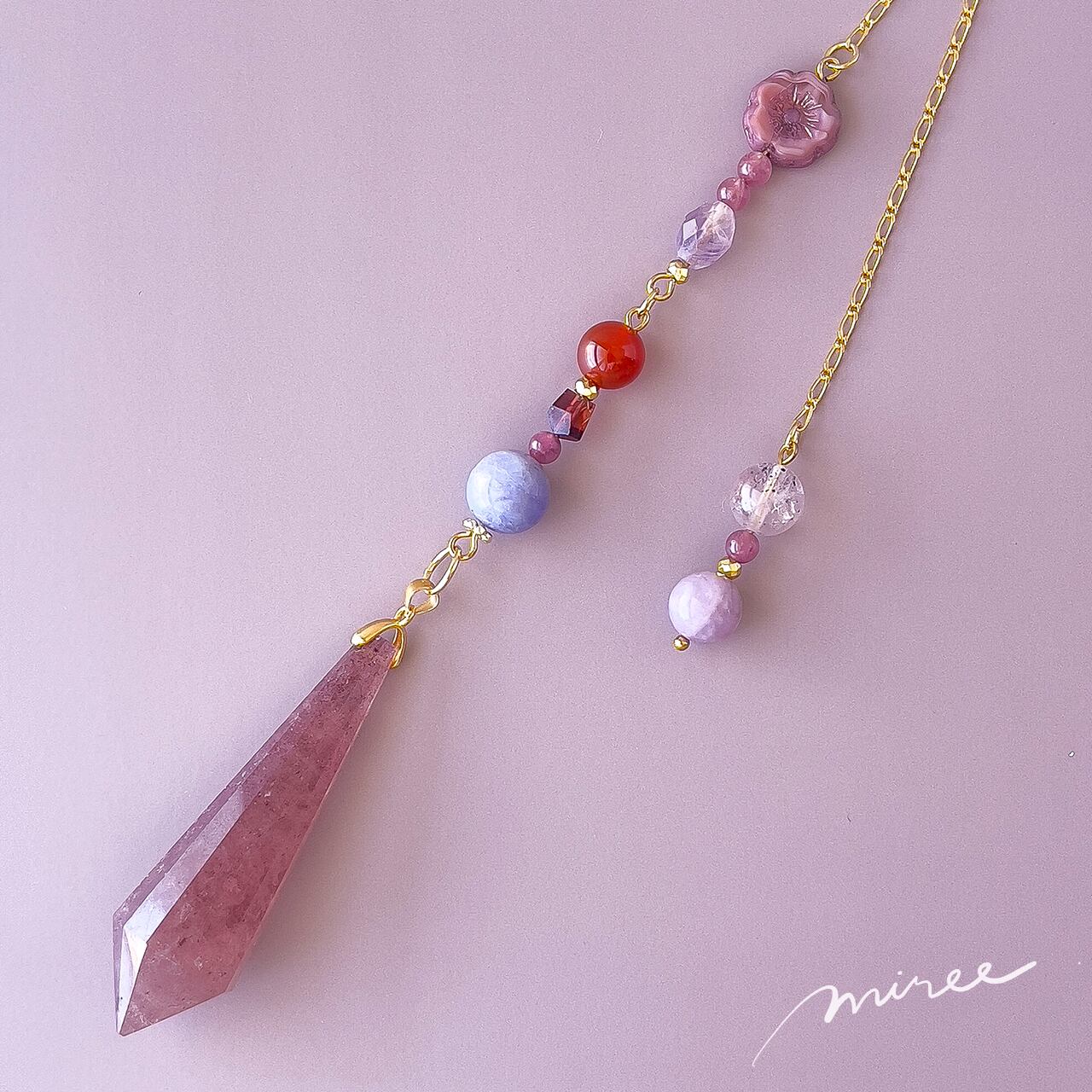 願いをつかむ女神のペンデュラム【ストロベリークォーツ×タンザナイト】strawberry quartz pendulum_57