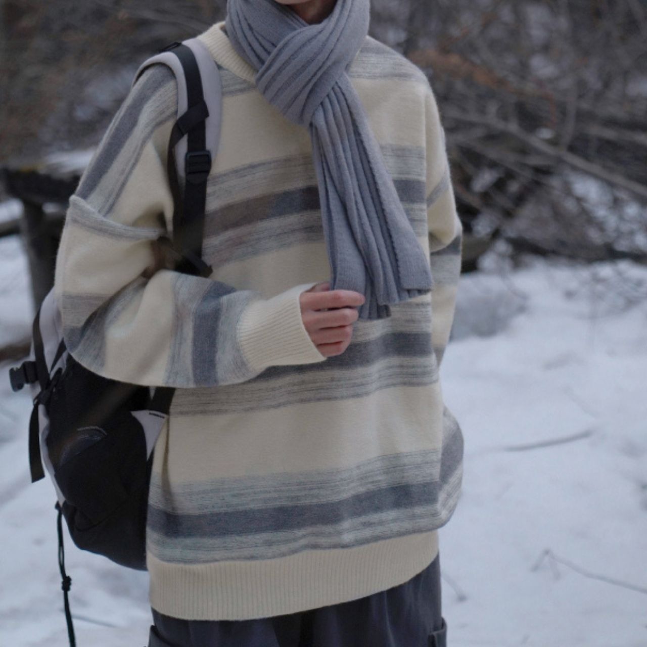 ルーズレトロボーダーニット　1047