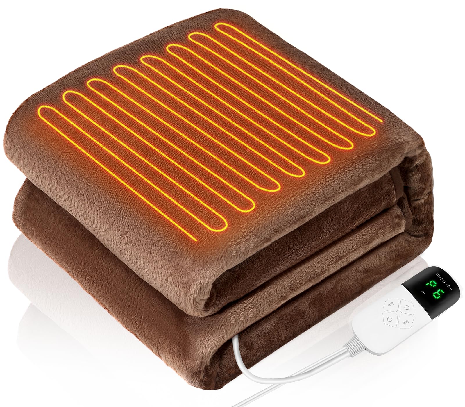 【在庫のみ】電気毛布 掛け敷き兼用 188×130cm 【大きいサイズ・両面フランネル素材】 電気ブランケット 8段階温度調節 4段階切タイマー 電気ひざ掛け 3分速暖 厚手生地 丸洗い可能 抗菌 防臭 ダニ退治 頭寒足熱 防寒対策 暖房器具 肩掛け 膝掛け