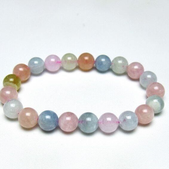 ミックスカラーベリル ブレスレット 9mm 一点物 メール便可 [M便 1/10] 111-48867