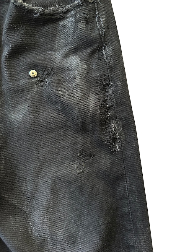 DUMMY KNEE DESTROY DENIM PANTS VINTAGE WASH