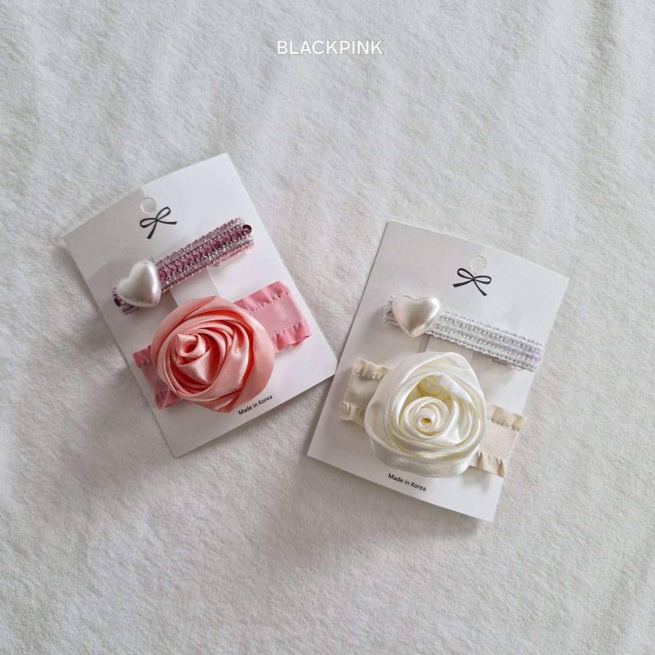 [BLACKPINK] Accessory) Satin Rose 2-Piece Set-up / [블랙핑크] 악세)공단장미2종세트
