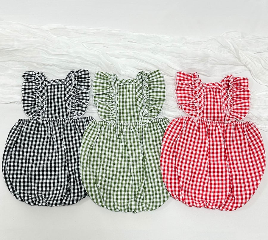 gingham frill dress S ~ XL 3color / 犬服 ワンピース 夏 韓国犬服 ギンガム チェックフリル ノースリーブ ドレス 涼しい ドッグウェア