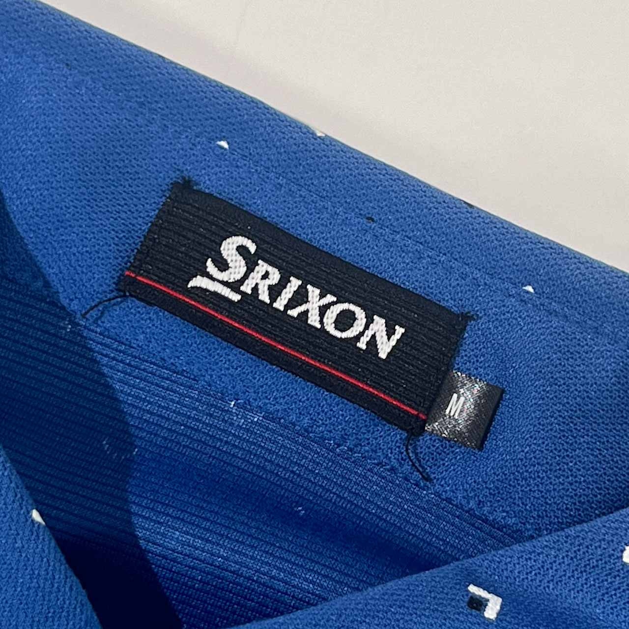 SRIXON スリクソン 総柄 BD ボタンダウン 半袖 ポロシャツ M/ブルー系 メンズ ゴルフ