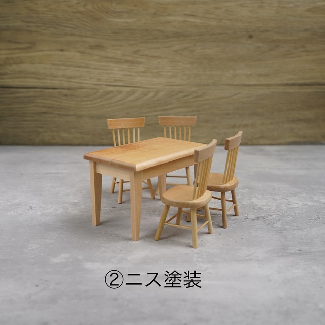 020-30002　ミニチュア家具　table&chair　ダイニングテーブル＆チェアセット【レクタングル】