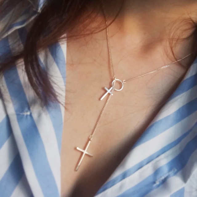 ネックレス クロス 十字架 ダブルクロス ラリエット ペンダント シルバー レディース アクセサリー アクセ ジュエリー ギフト ちゅらネット にふぇーでーびる ネックレス クロス 十字架 ダブルクロス ラリエット ペンダント シルバー レディース アクセサリー アクセ ジュエリー ギフト ちゅらネット にふぇーでーびる