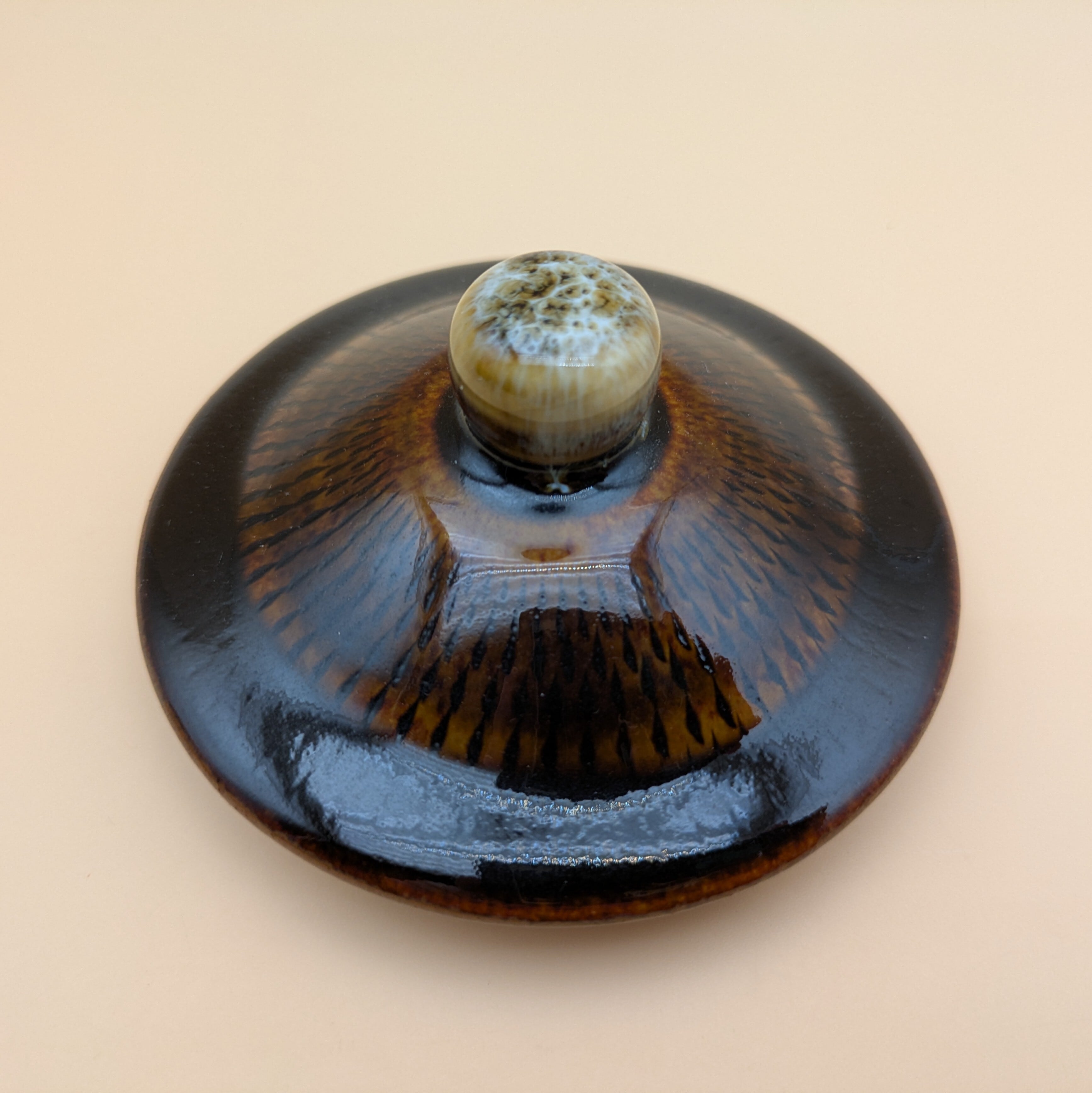 小石原焼 蓋付き 大壺 蓋つき壺 小石原焼(黒釉流し 飛び鉋) | Pay ID