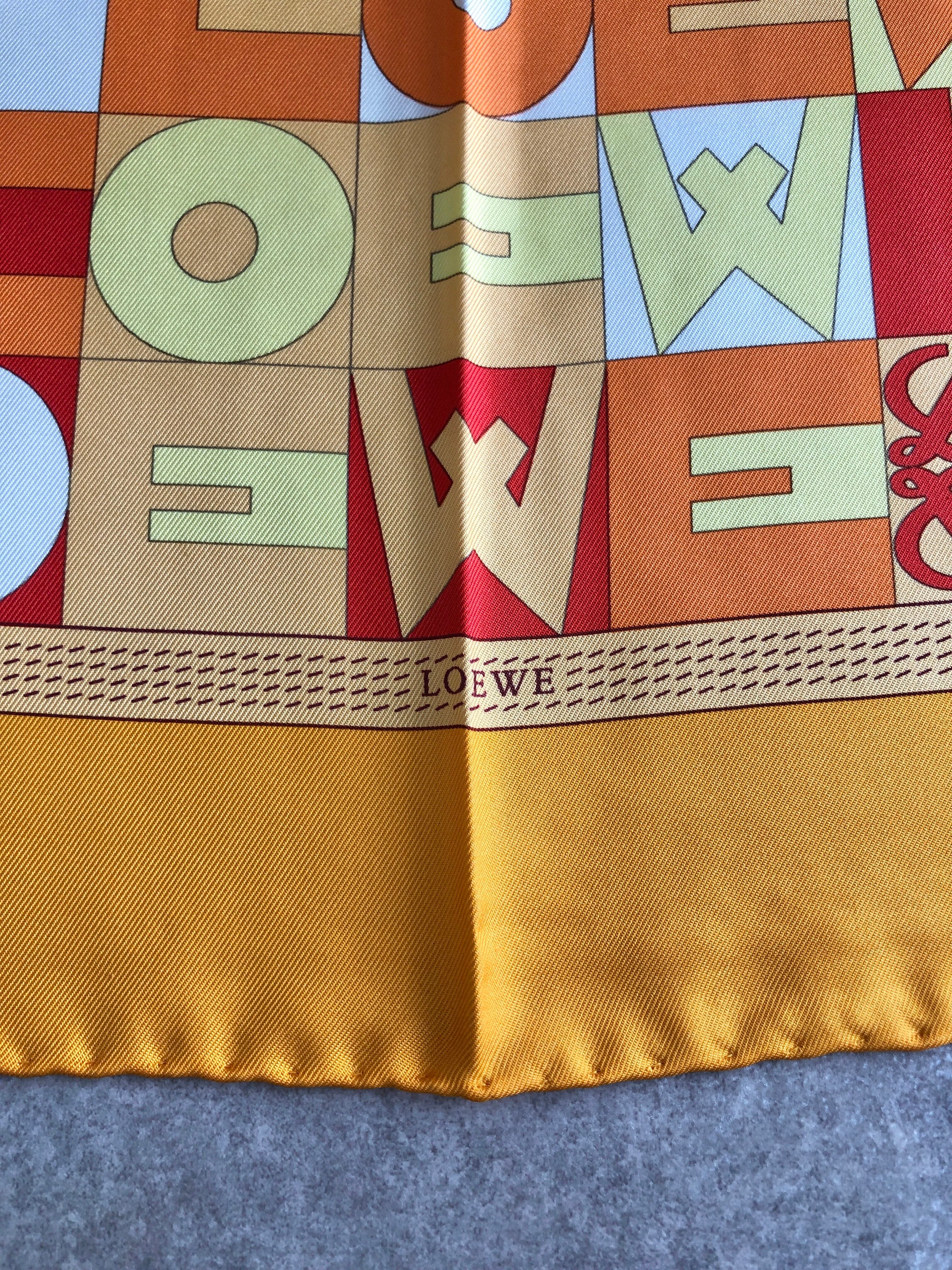 LOEWE ロエベ スカーフ オレンジ ロゴ アナグラム シルク vintage