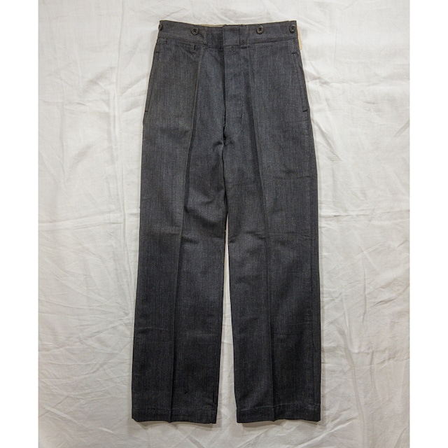 【1930-40s】"Special" Black Chambray Work Trousers, Deadstock!!