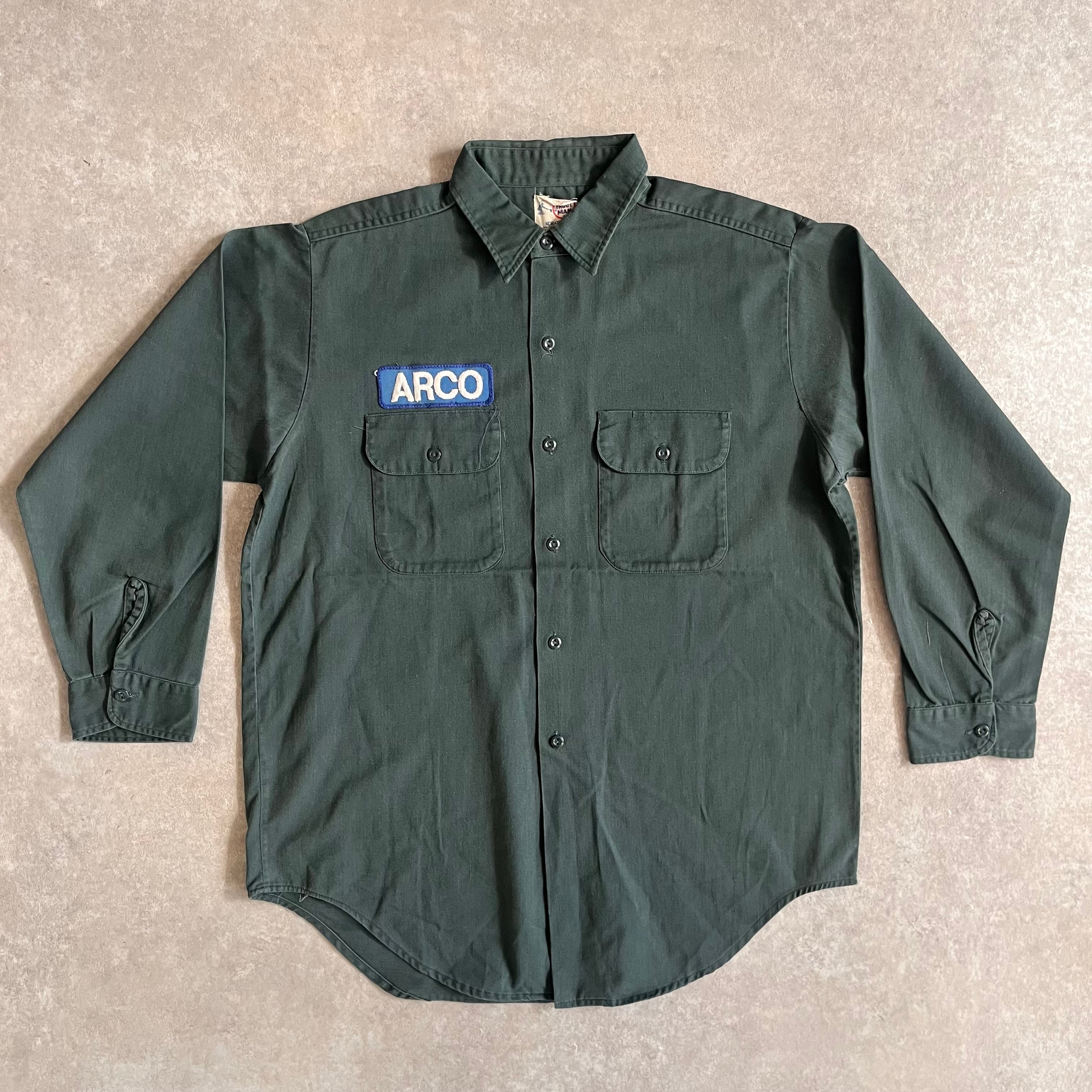 1970s TROUTMAN L/S Work Shirt L Made in USA H661