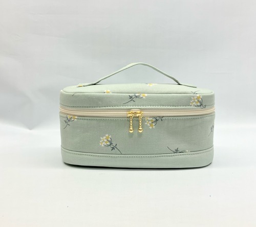 バニティポーチ  ミントフラワー　ポーチ｜とりさん工房ーかわいいハンドメイドポーチ