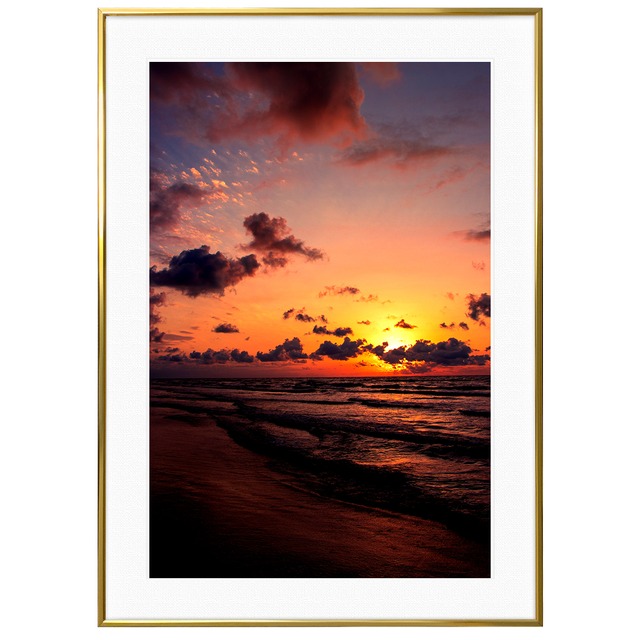 夕日写真 カスピ海の夕焼け インテリアアートポスター額装 AS1499