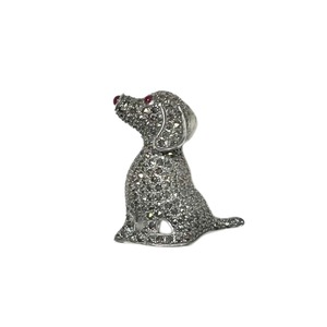 ROKUZAN silver brooch “dog” set with ruby