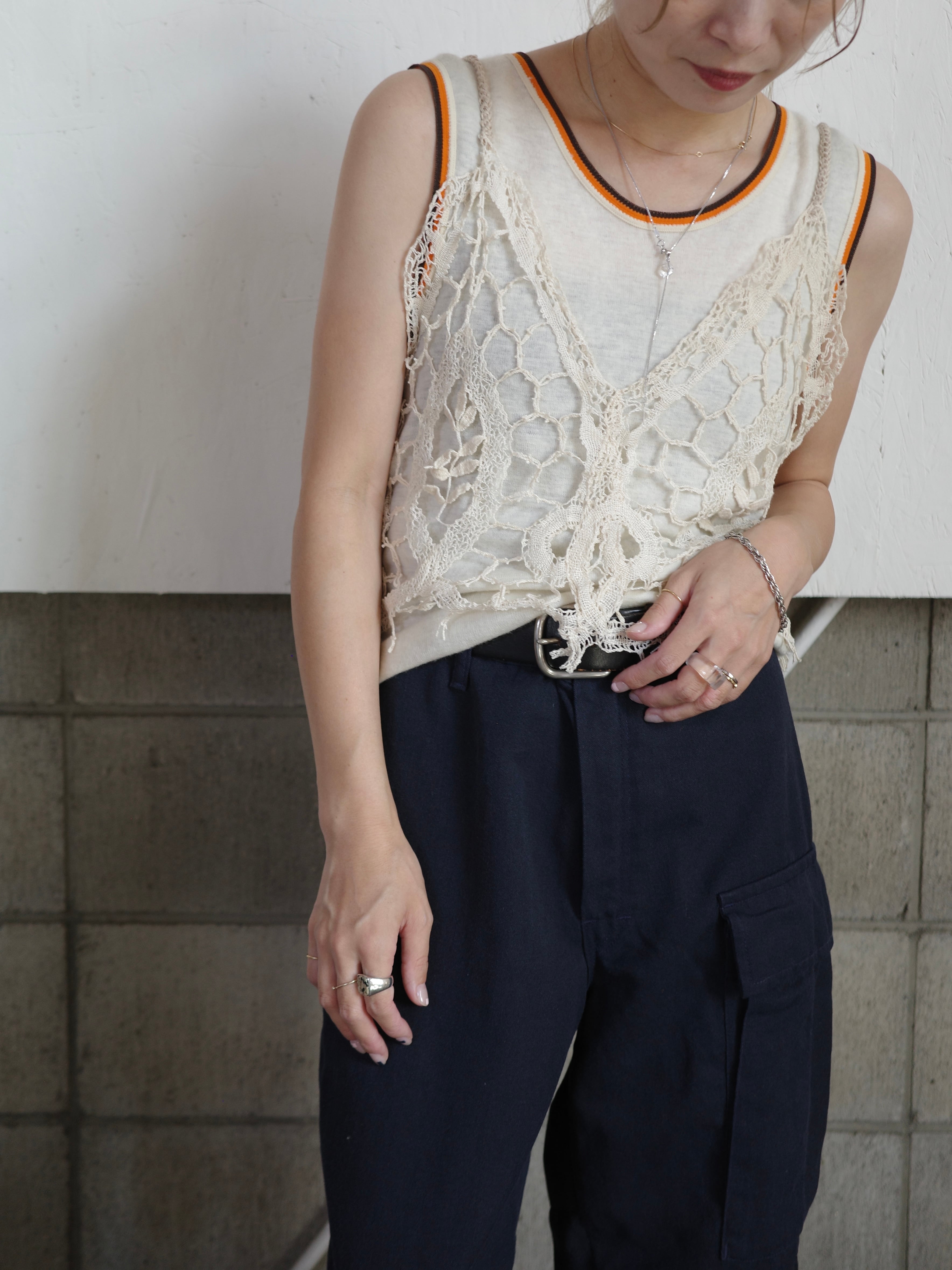 <vintage>line knit tank