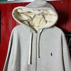 90s POLO RALPH LAUREN ジップパーカー グレー フード裏サーマル