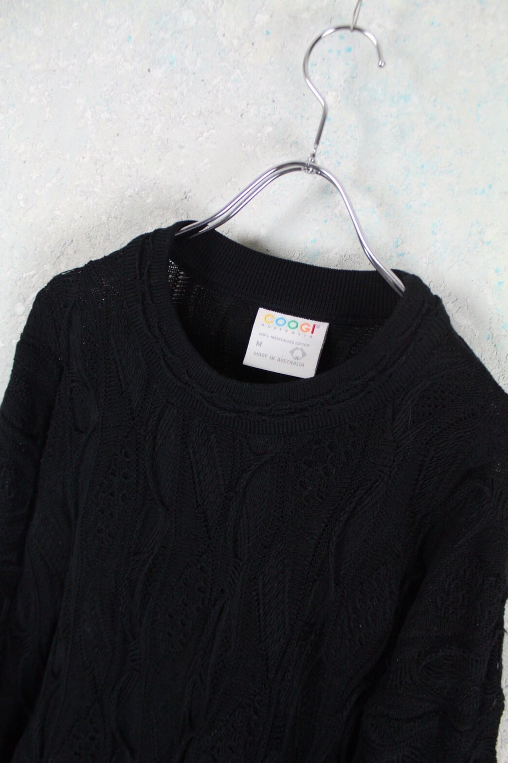 COOGI 3Dパターン オールブラック コットンニットセーター 【OT COOGI 3Dパターン オールブラック コットンニットセーター 【OT