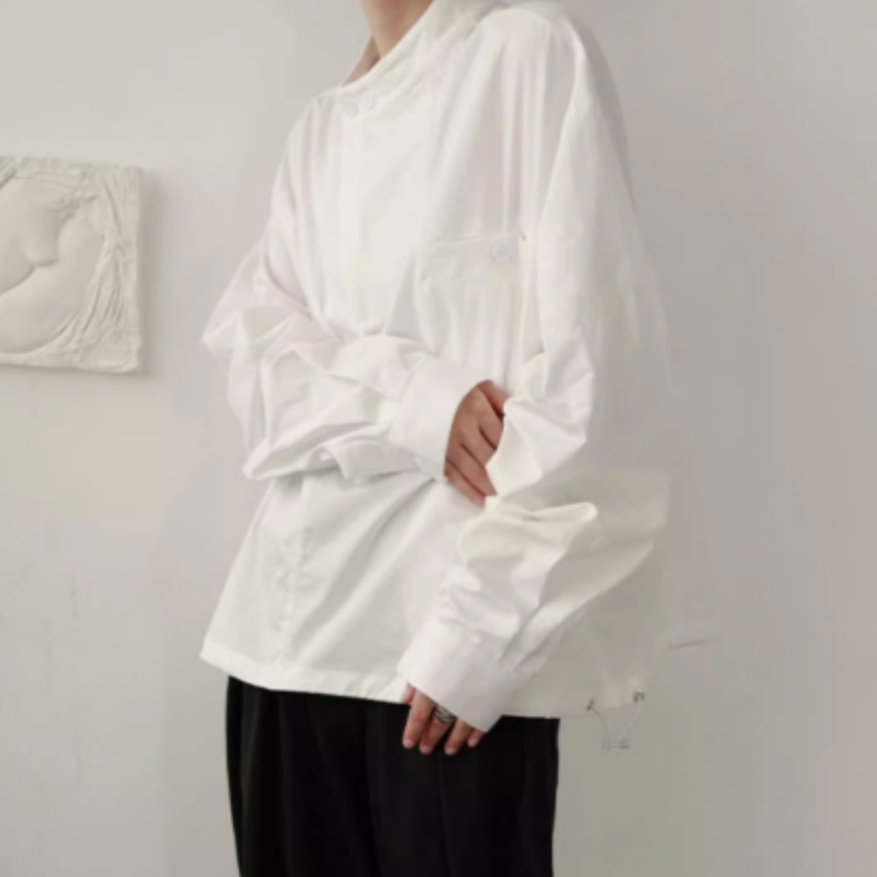 フロントジップ スタンドカラーシャツ　TB1727・画像8