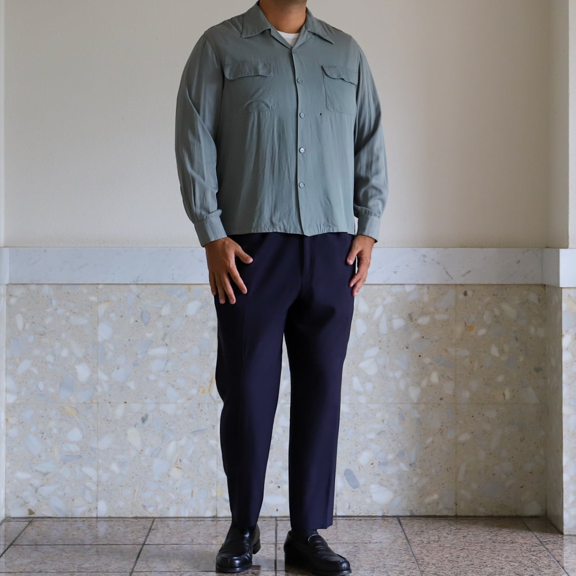 極美品】60s special Vintage rayon shirt khaki special condition