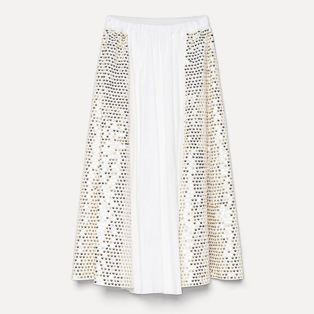 forte_forte　Cotton flare embroidery Skirt　WHITE