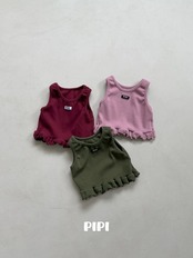 韓国子供服 / 26Autumn / 〖取寄〗pipi / カラーフリルノースリーブ / ベビー服 / キッズ服 *XS~Ｍ*
