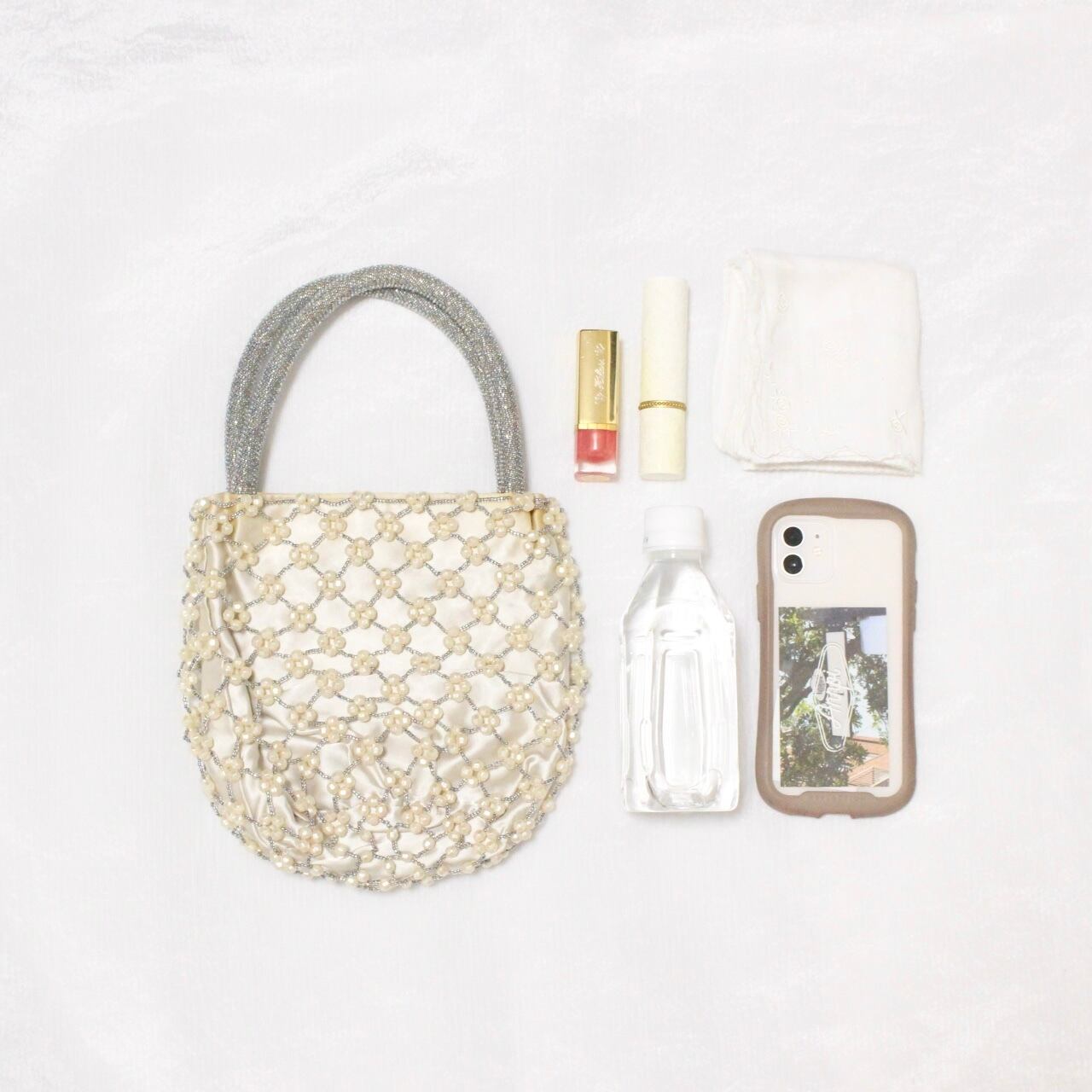 フラワービジューハンドバッグ【1025】