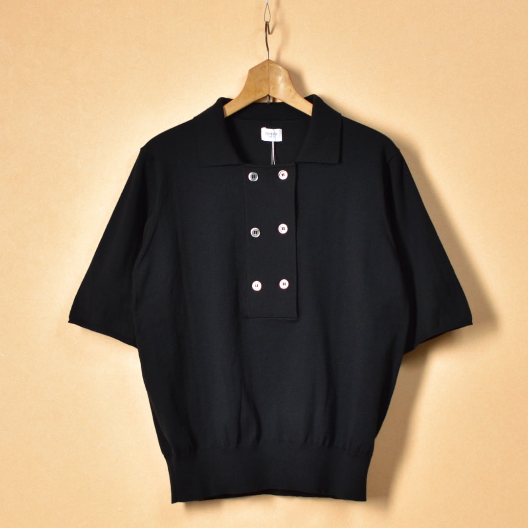 IKITSUKE イキツケ ポロダブルニット・ブラック【送料無料】