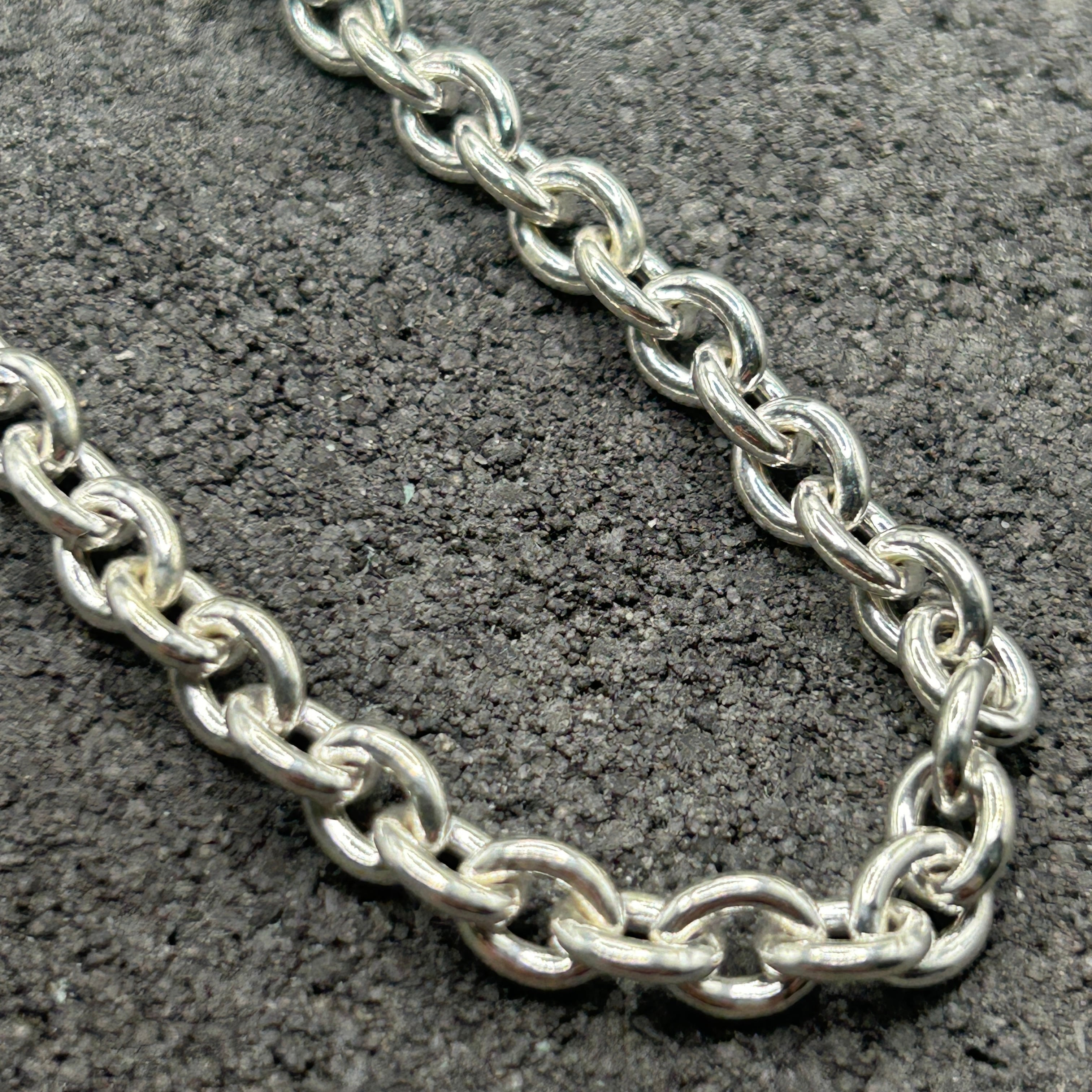 シルバー925 Silver 重厚あずきチェーンネックレス/軽研磨加工/45cm