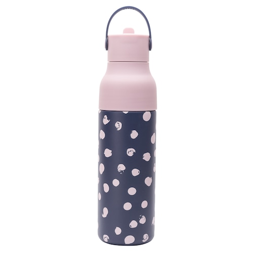 Sports Water Bottle 500ml - Indigo & Pink spots