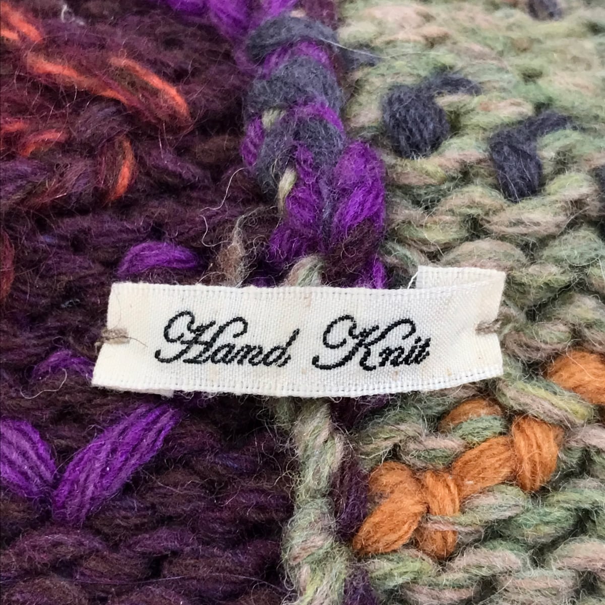 UNKNOWN 手編み ハンドニット パッチワーク ショールカラ? クレイジー