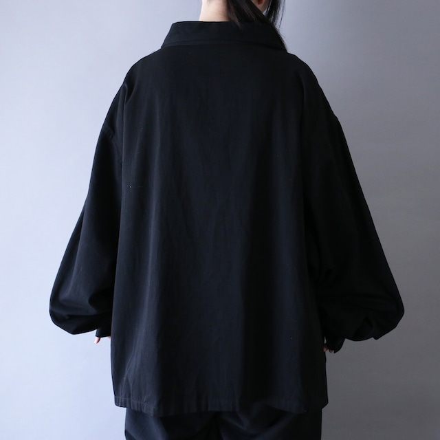 XXXXXX super wide over silhouette velours topping pattern shirt jacket