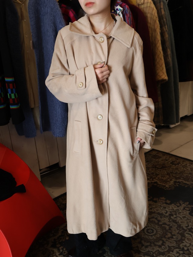 70-80s cashmere touch wool long coat【1862】