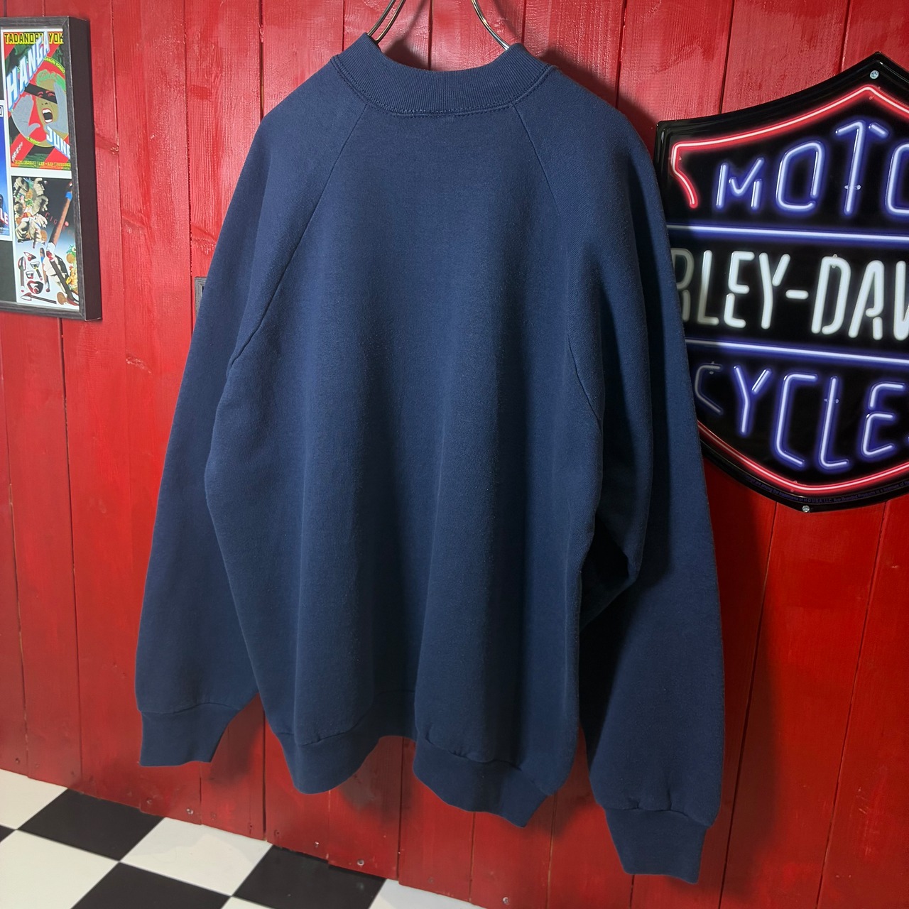 80s Fruit of the loom ミッキー刺繍　ラグランスウェット　ネイビー　ヴィンテージ　