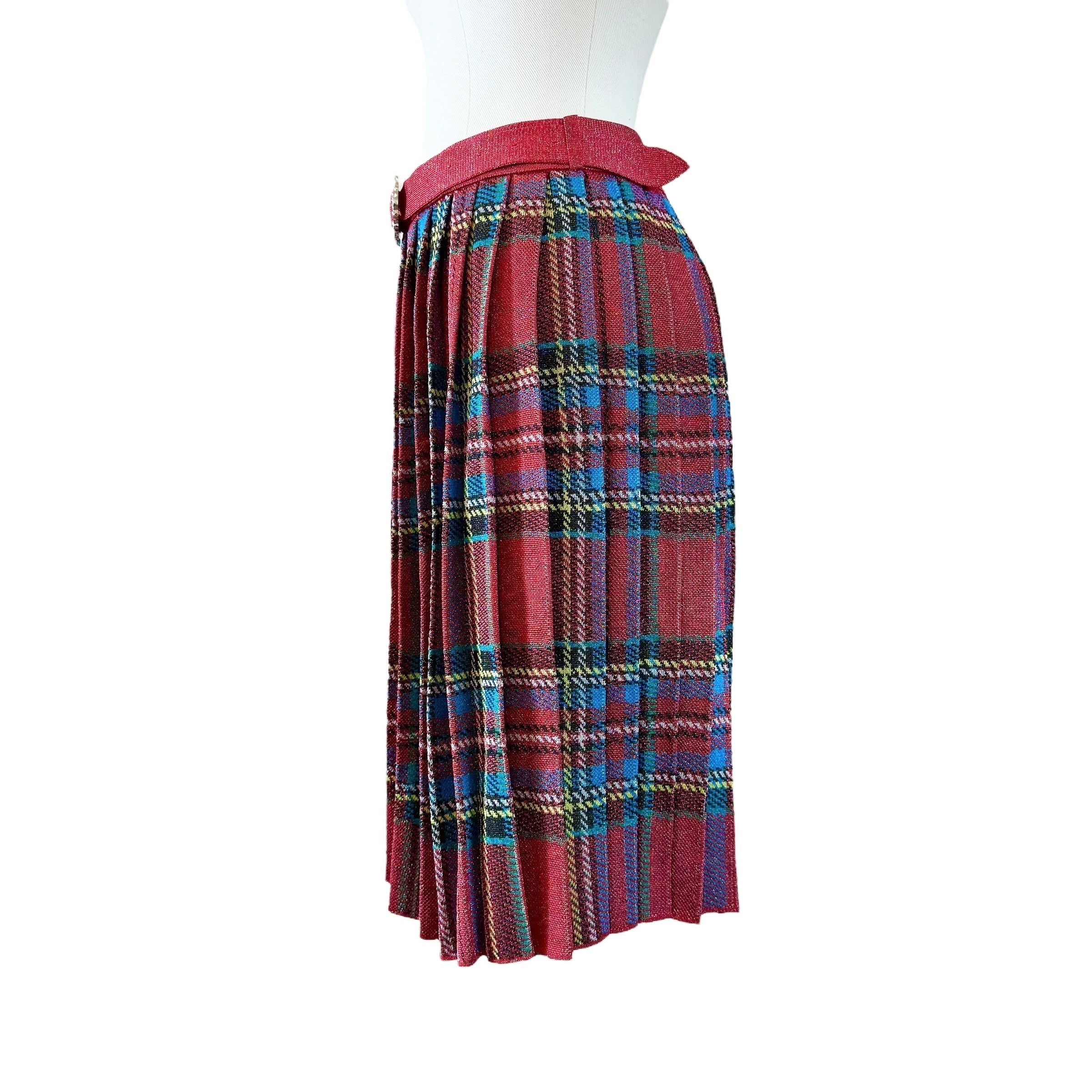 ラメニットプリーツチェックスカート RED | HEIHEI