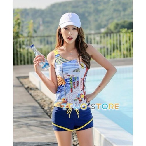 水着レディース タンキニ水着 体型カバー 水着レディース セパレート 水着 タンクトップ ハイウエスト 大きいサイズ 韓国 3L ビーチ リゾート