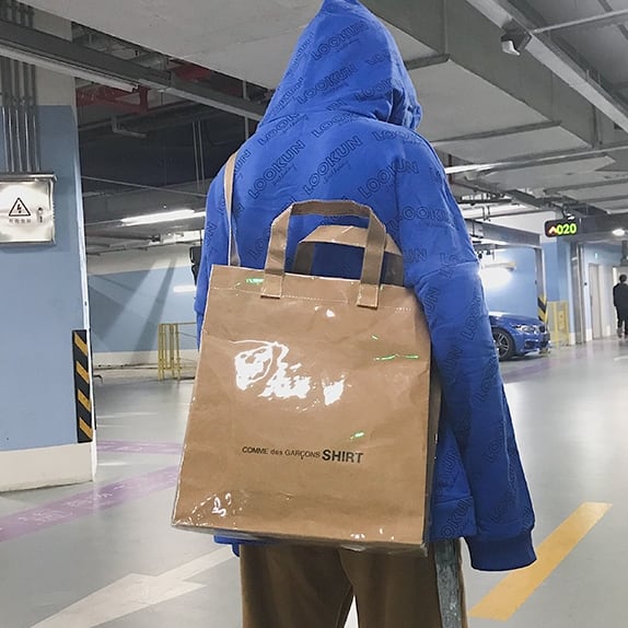 【予約販売】ショルダーバッグ トートバッグ カジュアル 2WAY メンズ レディース クラフト ペーパー 紙袋 斜めクリア 斜め掛け クラシカル メッセンジャー こなれ感 お洒落 韓国 トレンド