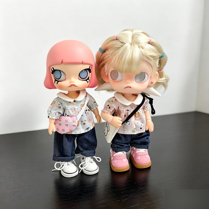 Zsiga/Molly/1/8ぬいぐるみ用 アニマル柄トップス+パンツ+バッグ