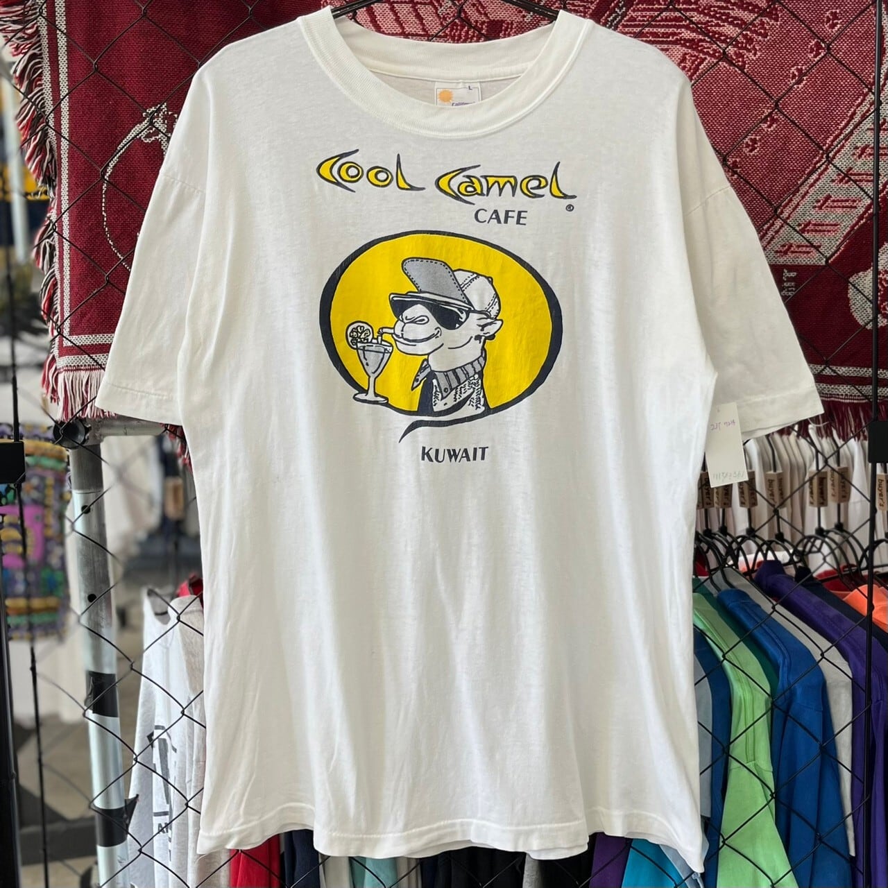 90s 半袖Tシャツ キャメル アニマル系 シングルステッチ L 古着 古着屋