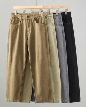ヴィンテージウォッシュ コットンストレートパンツ 4色　S0213