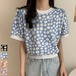 【日本倉庫即納】 ニットトップス 花柄 ラウンドネック