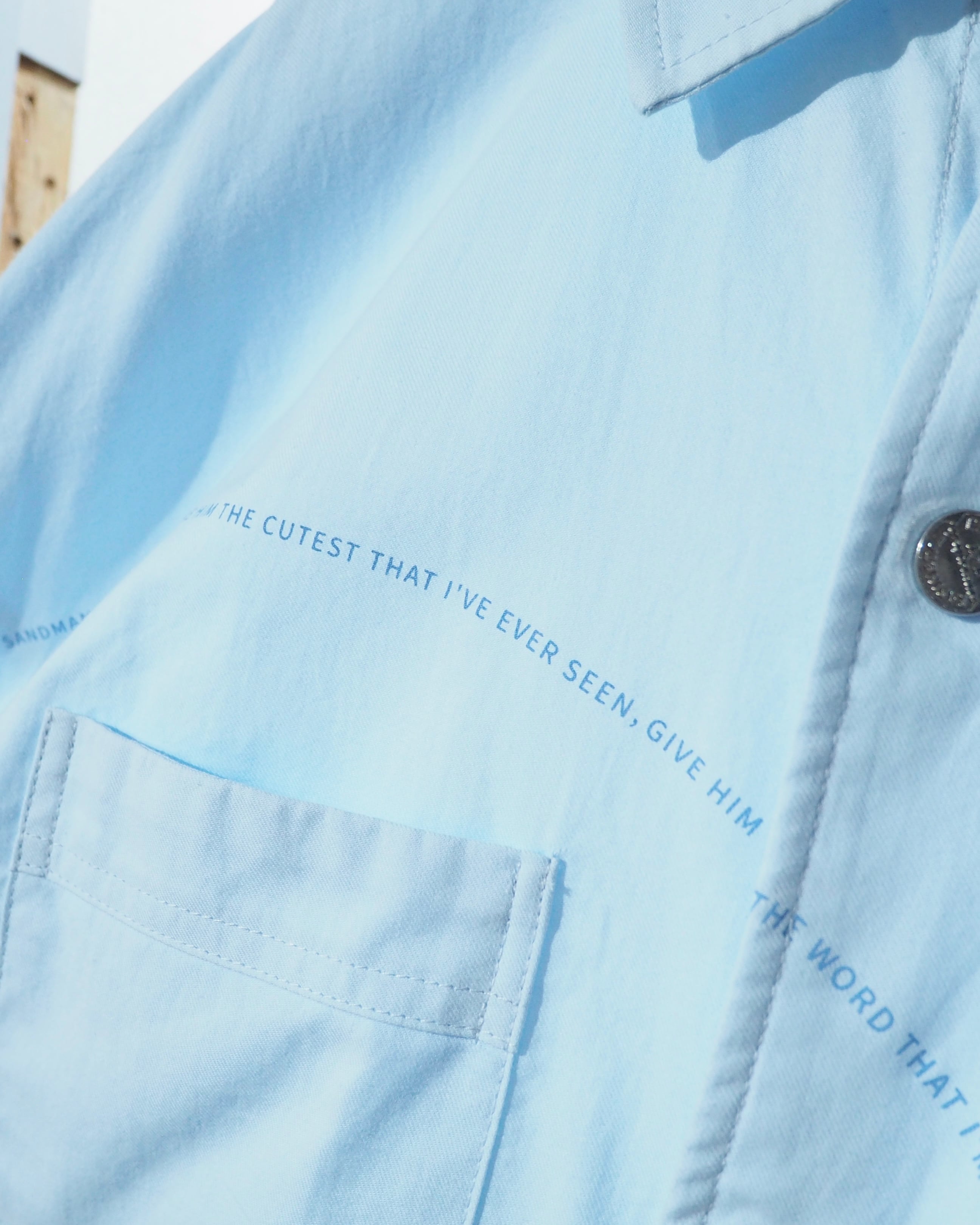 " EAFINETAL " Knit Docking Over silhouette Light Blue shirt