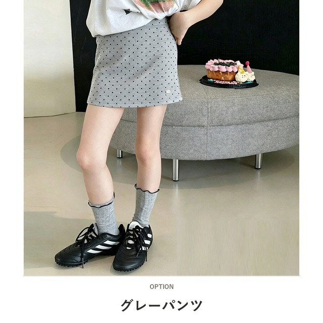 【KID】レトロドット柄キュロットスカートパンツ - 2