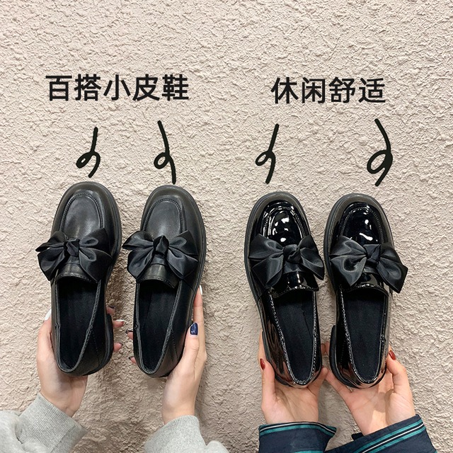 スタイルレザースプリングリボンブラックレッドシングル 靴 シューズ ローファー 春物 部族の婦人靴11406987418
