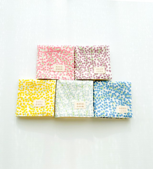 『 ミモザ 』名入れ可  オーガニックコットン 6重ガーゼハンカチ