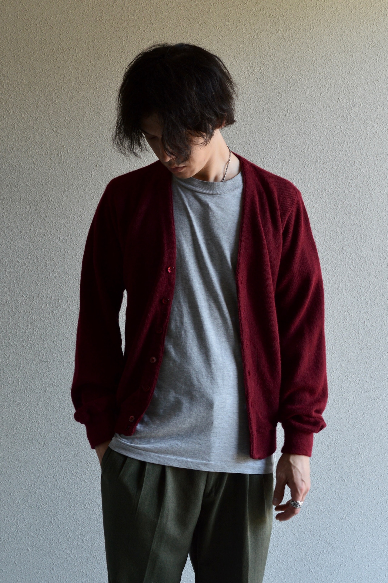 KINGS ROAD by Sears 1970's ORLON ACRYLIC Vintage Knit Cardigan Burgundy キングスロード シアーズ 70s オーロンアクリル カーディガン