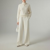 ゴムウエスト スリムワイドレッグカジュアルパンツ H0057