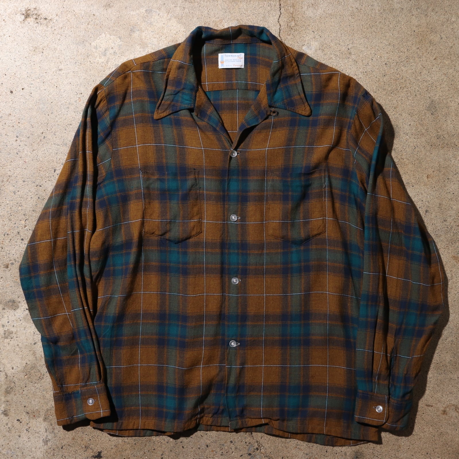 美品 L 60-70s towncraft オンブレチェックシャツ タウンクラフト JCPENNEY JCペニー ombre shadow plaid  shirt | ENCOUNT powered by BASE