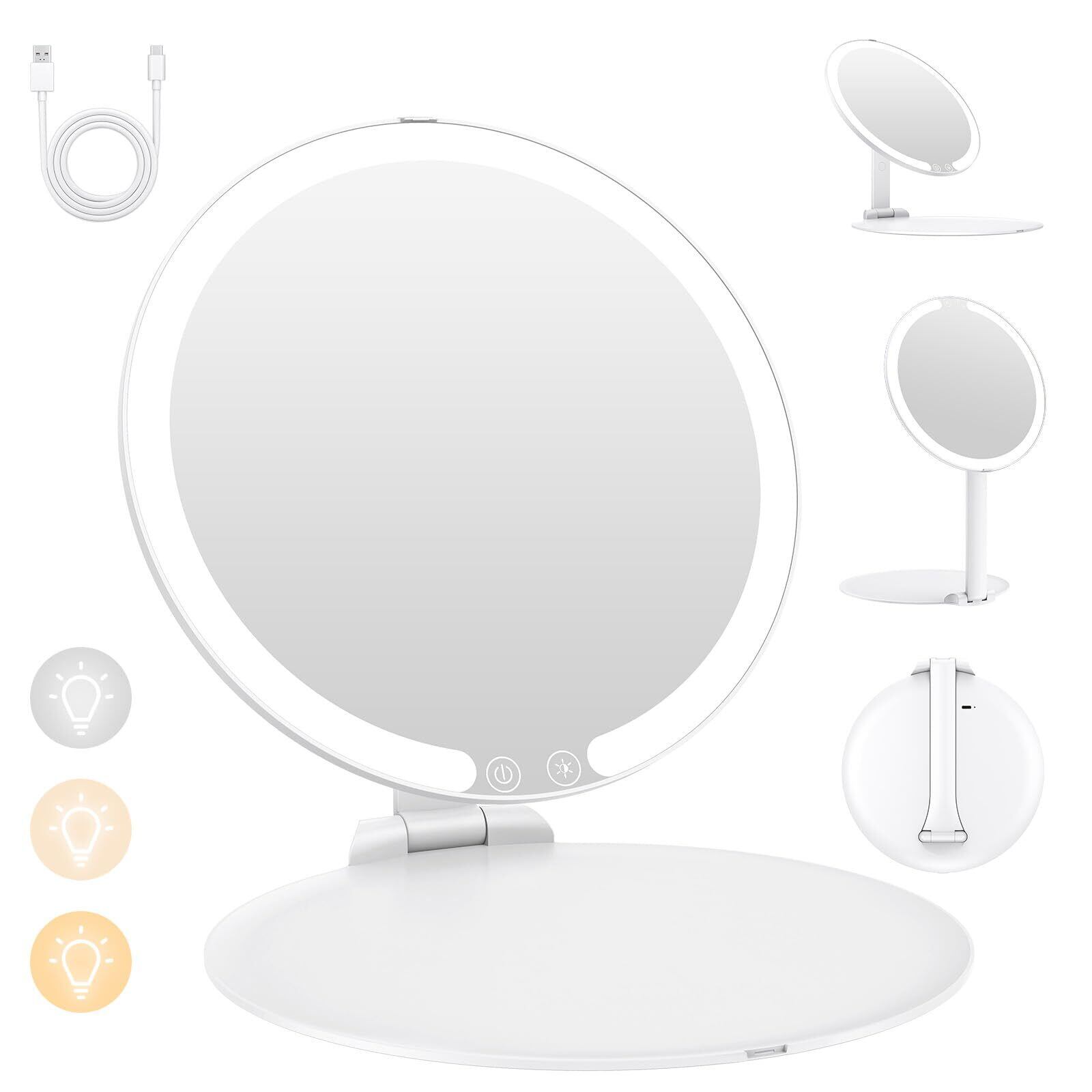 BESTOPE 化粧鏡 女優ミラー 壁掛け/卓上両用 ハリウッドミラー 卓上鏡