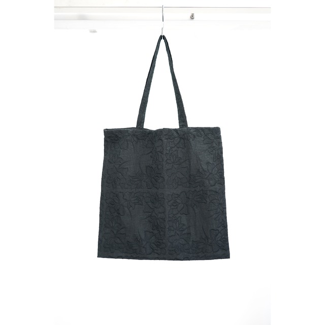 [kujaku] (クジャク) 2024SS T-332 / embroidery tote bag / L (black)