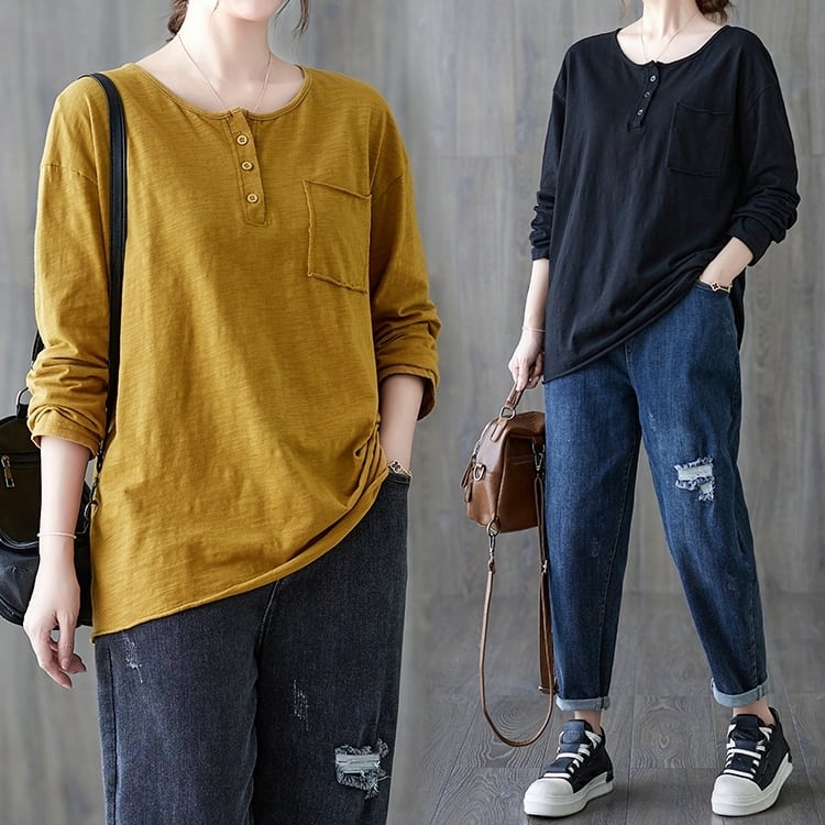 ヘンリーネック ロンT(4色)10129